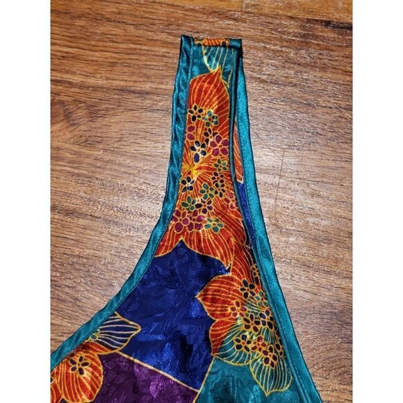 VTG INHIBITIONS~FLATTERING-SATIN CHEMISE~flair~Medium Runs Nightie Floral Bright - Picture 4 of 6